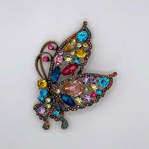 Vintage Style Multicolor‎ Butterfly Brooch – Sparkling Rhinestone Pin